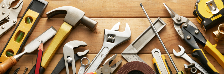 Handyman working on door